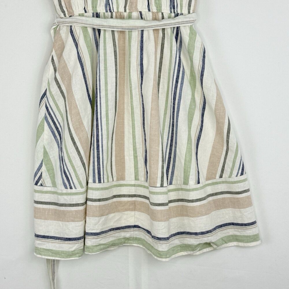 Women's Striped Linen Blend Lined Keyhole Halter Dress Multicolor Size M Miami - Picture 7 of 16